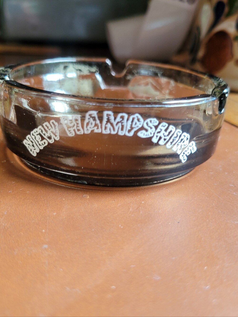 New Hampshire Landmarks Tinted Advertisement Ashtray Old Man On The Mountain